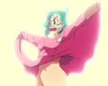 Bulma lifting her nightgown