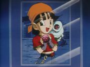 A photo of Pan and Giru with the Four-Star Dragon Ball