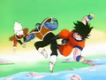 Jeice (far left) misses Goku