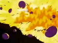 Goku' blast produces a conflagration