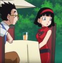 Gohan and Videl look at Mr. Satan