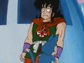 Yamcha hides after helping Goku and Bulma