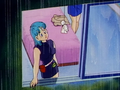 Bulma staring out the hotel window