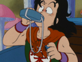 Yamcha drinks water to calm his nerves