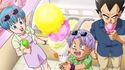 Bulma, Vegeta, and Trunks eating icecream