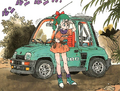 Bulma traveling in a Renault 5 Turbo