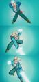 Future Trunks fires a Super Energy Wave Volley