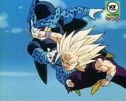 Uno de los Cell Jr. siendo derrotado por Gohan