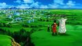 Piccolo and the kids near a city