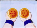 Goku with the two Red Ribbon Dragon Balls