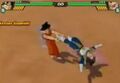 Goku uses his grapple throw on Vegeta in Budokai Tenkaichi 3