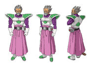 Hoja de diseño de Paragus en su vejez para Dragon Ball Super: Broly por Naohiro Shintani.