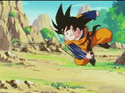 Goten throws a rock