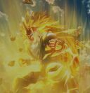 Goku powering up to Super Saiyan 3