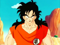 Yamcha prepares to battle a Saibamen