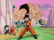 Nappa es derrotado por Goku.