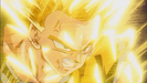 Goku flashing Super Saiyan 2 against Yakon
