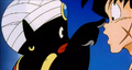 Mr. Popo pushes Yamcha backwards