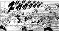 DXRD Caption of Z-Fighters vs. Frieza's 1000 PTO soldiers (Plant race soldier, Zoon-seijin soldier, Aardvark-like soldier Aka's esque, Arqua's esque). Fukkatsu No F Manga chapter 3