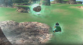 Chiaotzu launches the rock at his opponent in Raging Blast 2