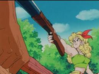 Launch pointing her double-barrel Shotgun at Bora in Dragon Ball Z