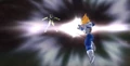 Super Vegeta uses Maximum Flasher against Perfect Cell in Raging Blast 2