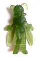 GT Keshi Pan in bee outfit transparent green figurine front view