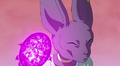 Beerus fires a Ki Blast while sneezing in Resurrection 'F'