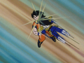 Vegeta attacks Goku with a flying headbutt