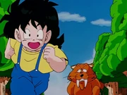 Gohan playing with a Sabertooth Tiger