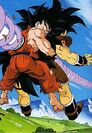 Raditz and Goku getting hit by Piccolo's Special Beam Cannon