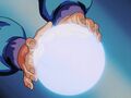 Future Trunks charges Energy Wave Volley in The History of Trunks