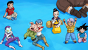 Bulma performs a headlock on Oolong