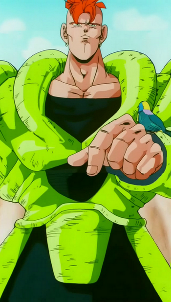 Android 16 (Dragon Ball Z) Único Android que aparentava ser pacífico desde  o início, foi contra o motivo da própria existência para proteger e vingar  seus irmãos, tentou se sacrificar para salvar