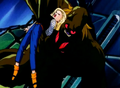 Bio-Broly attacks Android 18 in Bio-Broly