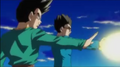 Goten and Gohan fire ki blasts