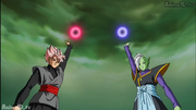 Future Zamasu's Energy Ball and Goku Black's Power Ball as a Super Saiyan Rose respectively