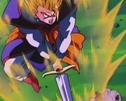 Gohan pulls the sword out