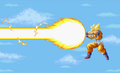 Goku fires his Super Kamehameha in Super Butōden 2