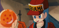 Bulma in front of the Dragon Ball