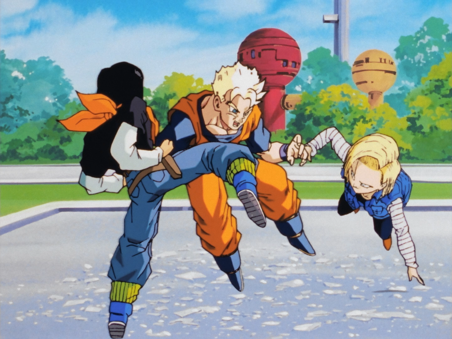 when does Android 17 stop wearing his gun? He has it when Android 18 fights  Vegeta but doesn't have it when he fights piccolo. : r/dbz