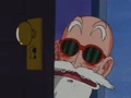 Master Roshi blushes while he watches Launch