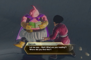 DBXV2 Prologue - Majin Buu's House Hercule finds Good Buu reading his copy of Bob & Margaret's Forbidden Games (Anomalous Age 790 - Distorted Time Egg 4)