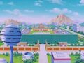 Edo dragon-ball end-of-z island-pagoda-crowd-festival-others-vs-uub-distant