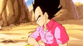 A frustrated Vegeta awaits Goku's arrival