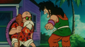 Yamcha tells the Turtle Hermit not to trust Goku