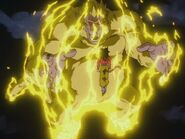 Golden Great Ape Vegeta in front of Goku