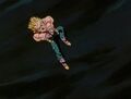 Vegeta charges the attack against Omega Shenron