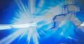 Gohan fires a Super Kamehameha in Dragon Ball Heroes