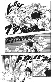 Even with four arms Tien struggles against Goku's fast combos